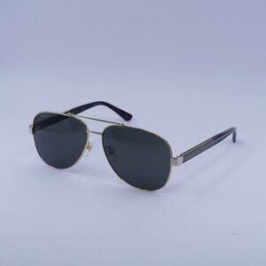 Gucci GG0528S 006 Sunglasses Gold Aviator Frame, Grey Lenses
